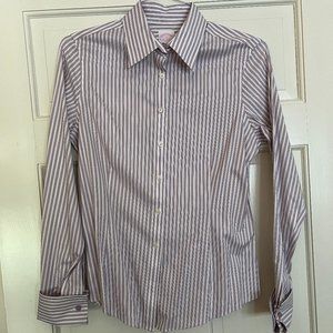 Brooks Brothers ladies shirt in lavender stripe easy care non-iron cotton size10